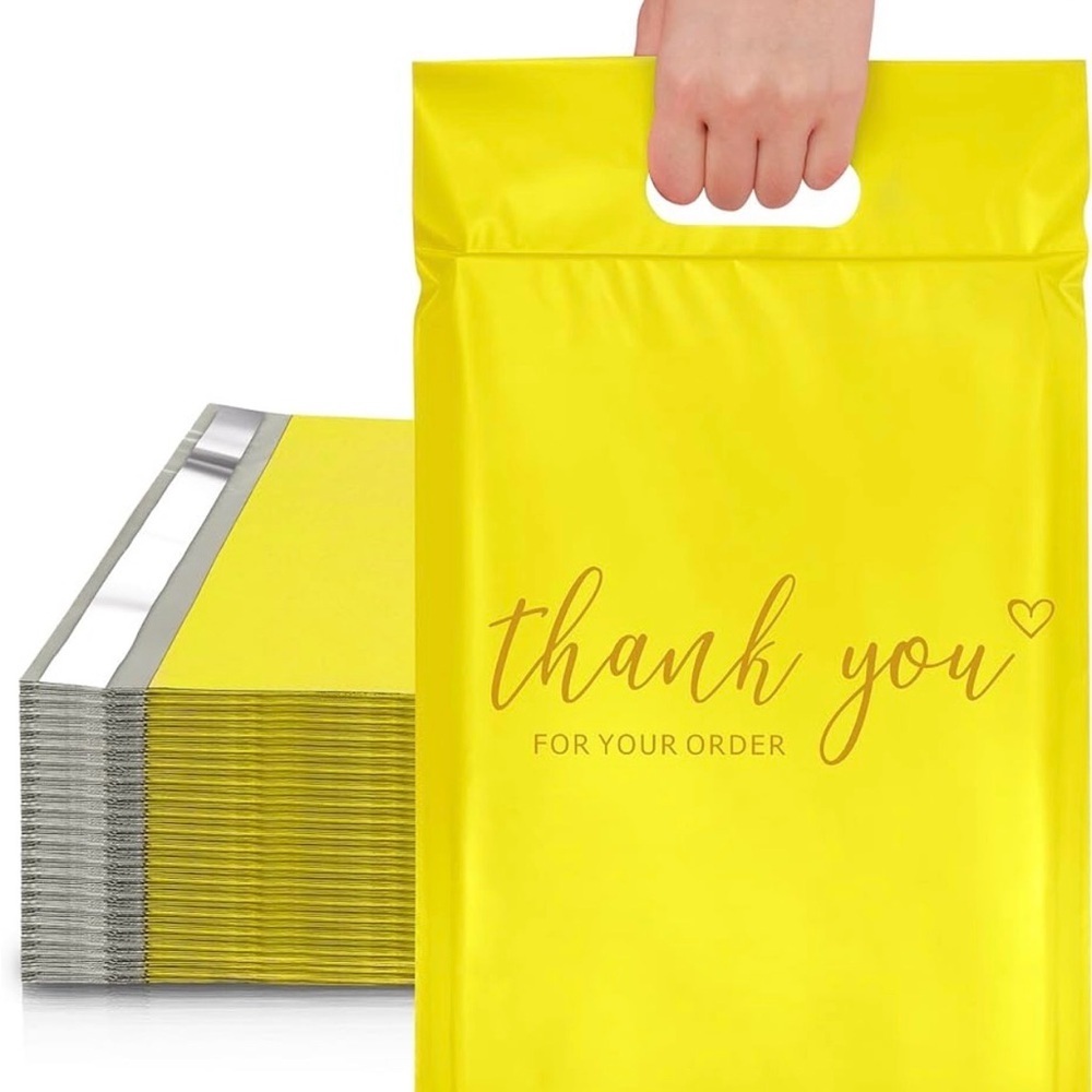 NEW 10 Count Poly Mailers with Handle 10x13 Inch. Yellow Color